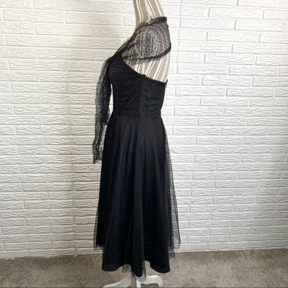 Vintage Uzanel Black Polka Dot Strapless Dress Size Medium - Picture 9 of 10